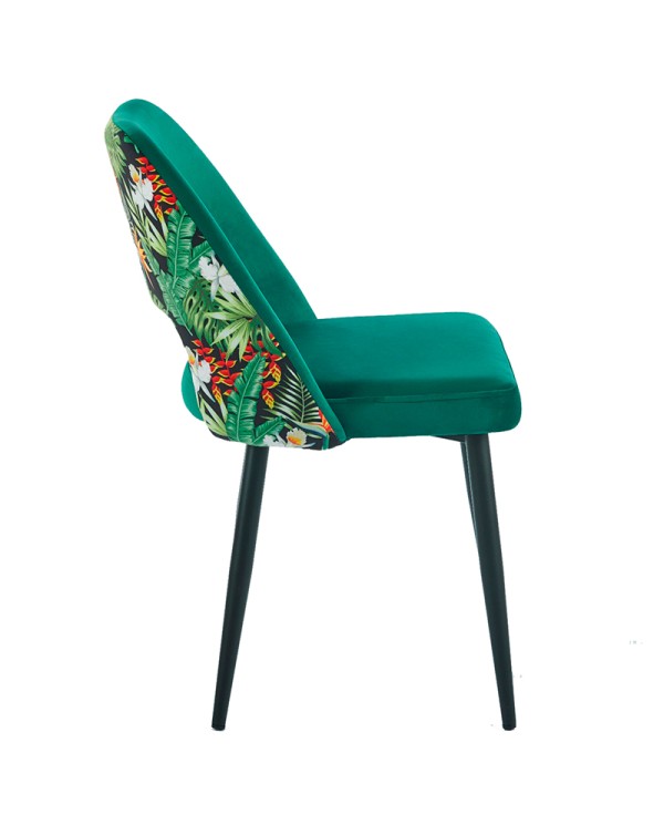 silla tapizada con detalles florales y hueco en el respaldo para hostelería ZJ79B