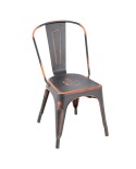 silla metálica industrial para restaurantes en negro y oro F78B
