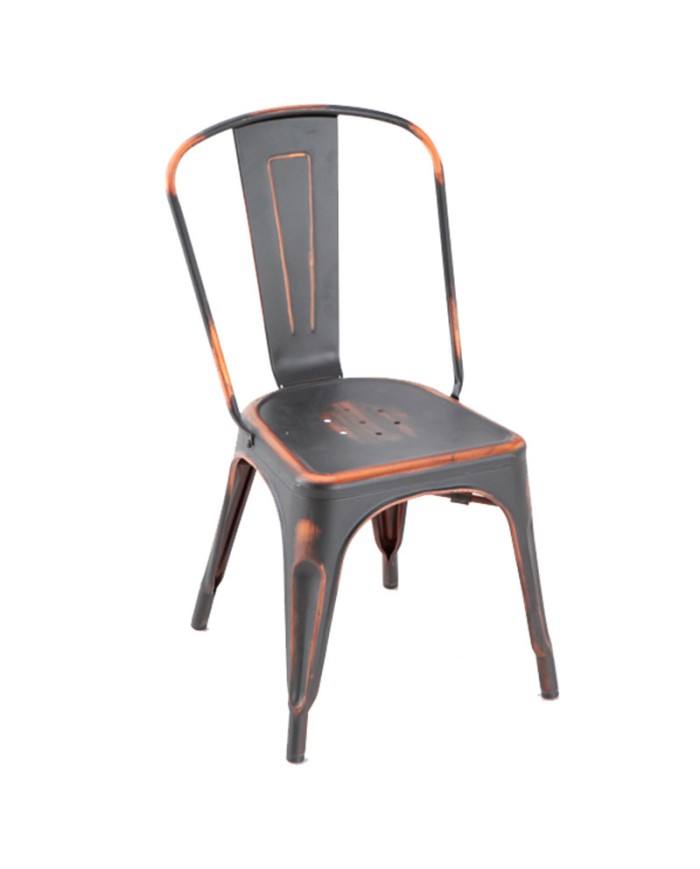 silla metálica industrial para restaurantes en negro y oro F78B