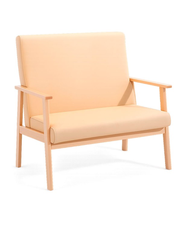 Sofá de dos plazas para sala de espera, tapizado con madera m98b