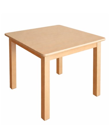Mesa para residencias de mayores con zócalo. Madera de haya. Ideal para geriatría