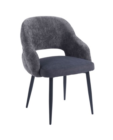 Silla para hogar y hostelería en tonos grises con patas metálicas cónicas