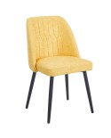 Silla tapizada mostaza con patas metálicas negras para restaurantes modernos N11