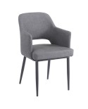 Silla tapizada verde esmeralda con brazos y patas metálicas para restaurante ZA85