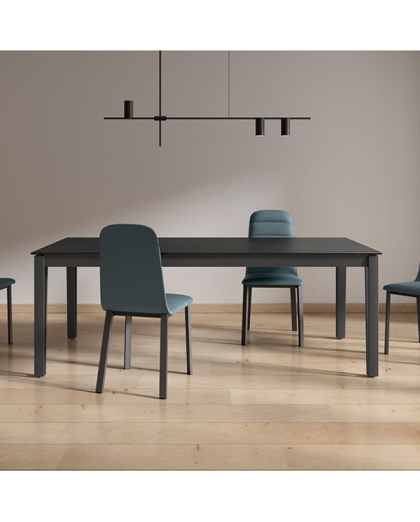 Mesa Osaka Cancio con estructura metálica y encimera en porcelánico para cocina y hogar