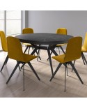 Mesa Sfera Cancio con estructura en acero macizo con encimera en porcelánico para cocina y hogar