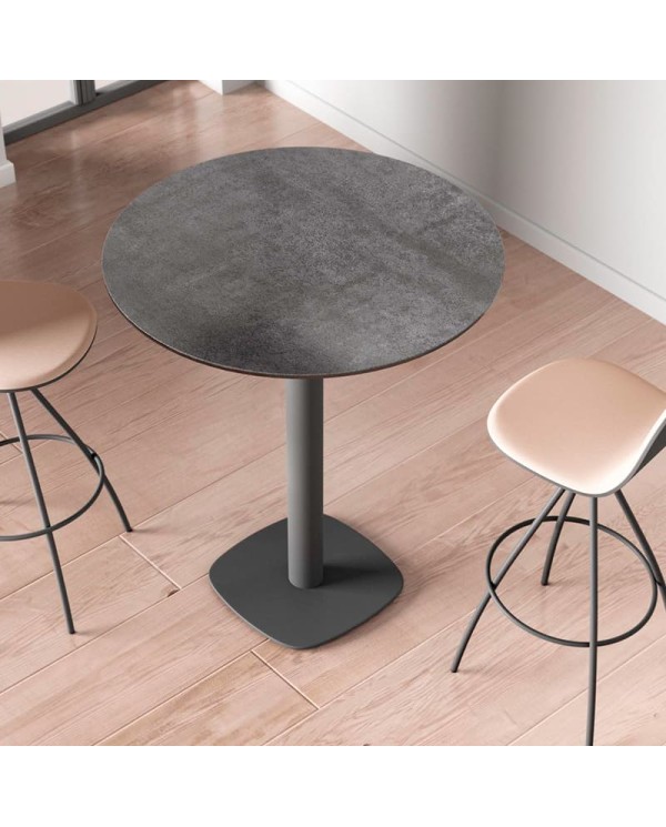 Mesa alta Circus Cancio con pie central en metal y encimera en porcelánico para cocina y hogar