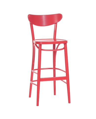 Taburete Banana TON de madera de haya con asiento chapado.