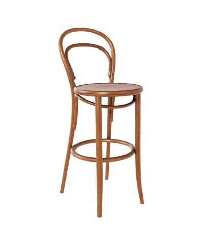 Taburete de madera curvada para hostelería.