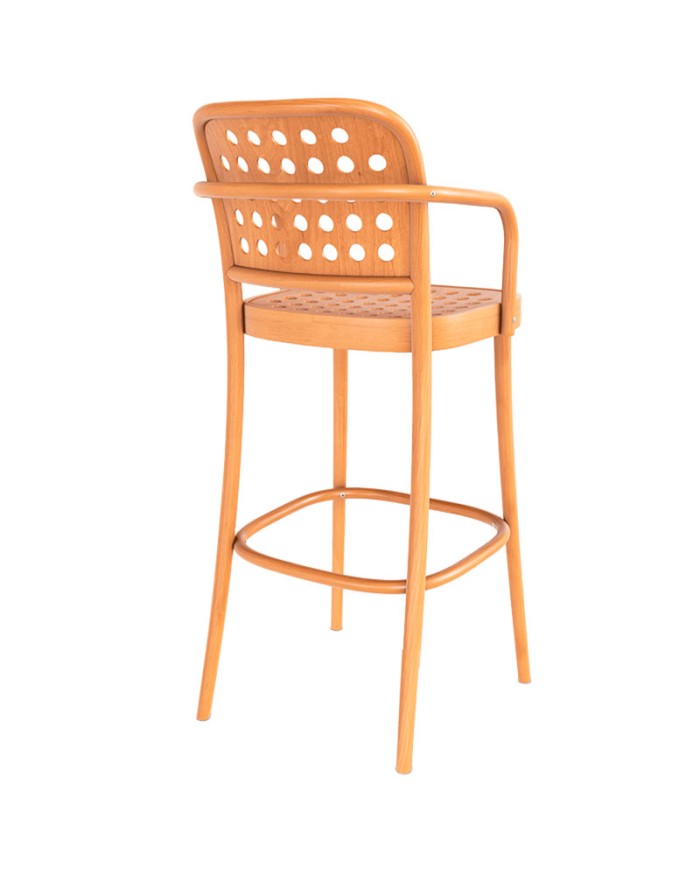 Taburete de diseño con brazos para hostelería.