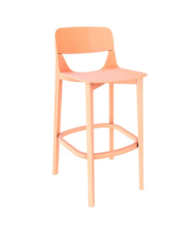 Taburete Leaf Bar TON 311 439 en madera de haya con asiento y respaldo de madera.