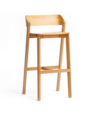 Taburete Merano Bar TON 311 403 en madera de haya con asiento y respaldo de madera.