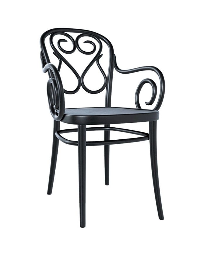 Modelo 4 de TON con estructura de madera curvada y asiento de madera.