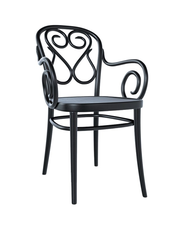 Modelo 4 de TON con estructura de madera curvada y asiento de madera.