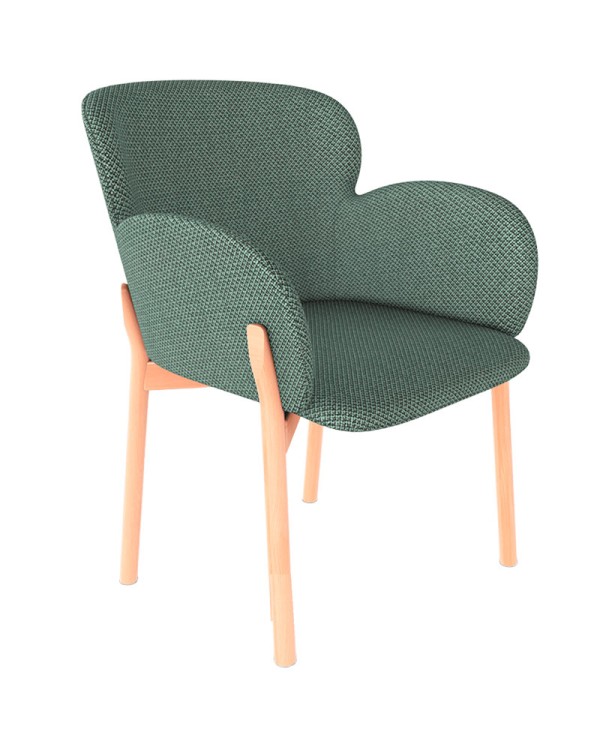 Sillón Ginger TON 323 379 en madera de haya con asiento tapizado Serie A.
