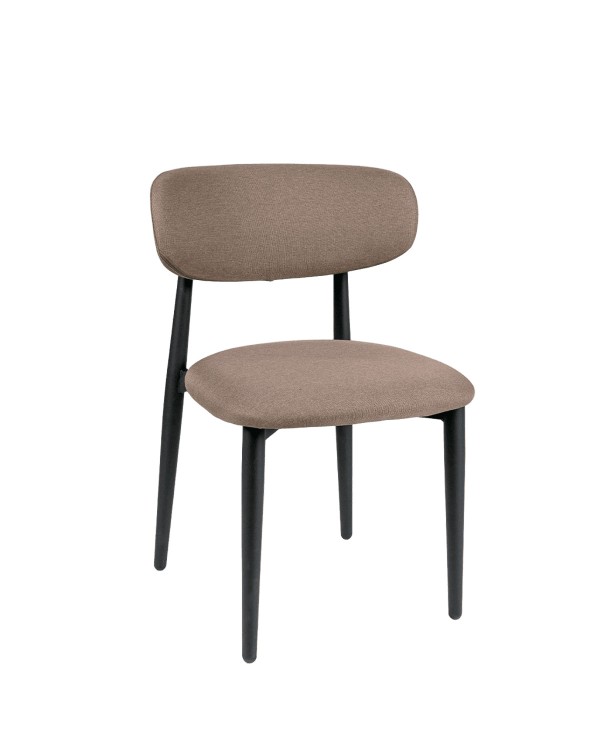 Silla Lírica tapizada con estructura  metálica en color negro para bares y restaurantes en el sector de hostelería.