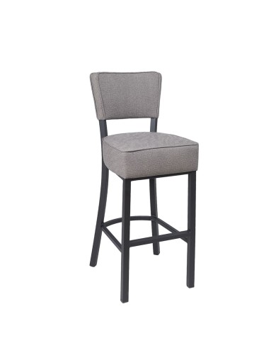 Taburete Bohemia tapizado con respaldo alto para barra de bar en hostelería
