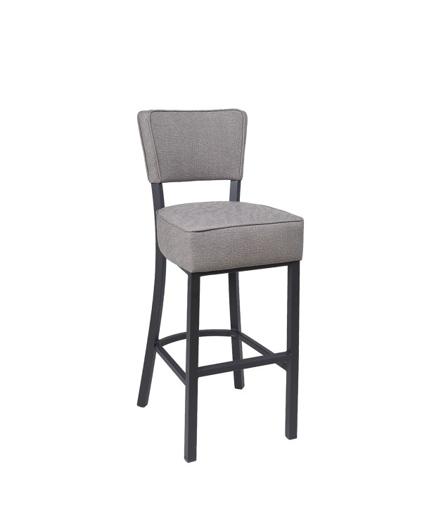 Taburete Bohemia tapizado con respaldo alto para barra de bar en hostelería