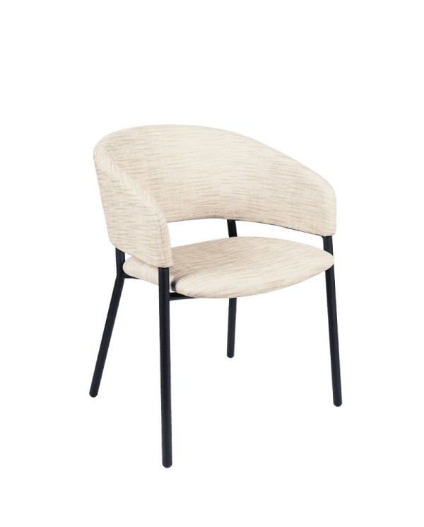 Sillón Alsacia tapizado con reposabrazos para hostelería con estructura metálica