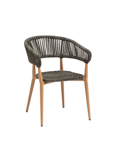 Sillón Provenza apilable en aluminio y cuerda para exterior M71