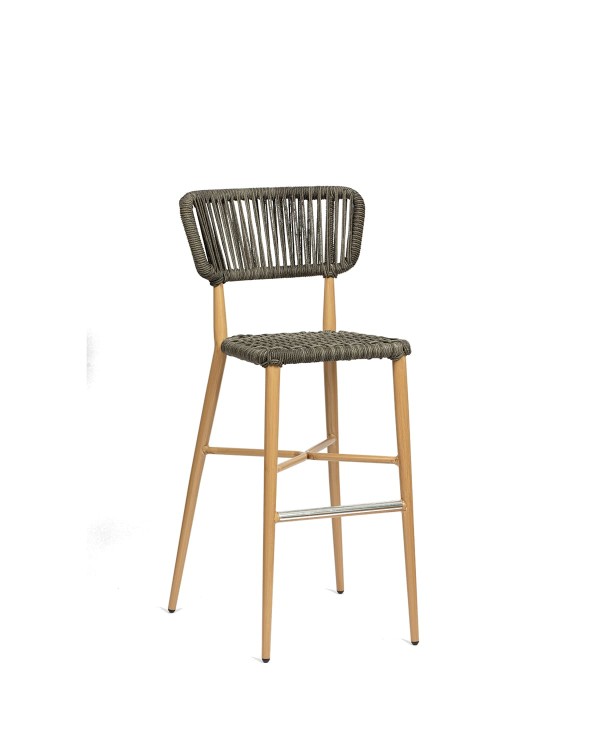 Taburete Provenza de cuerda con respaldo para barra de bar en  hostelería