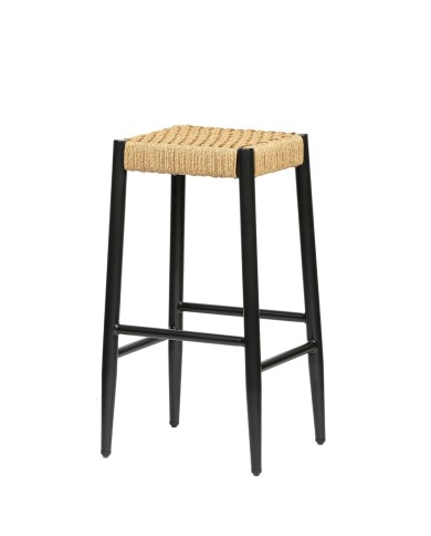 Taburete Provenza alto sin respaldo con asiento de cuerda . Ideal para barra de bar en hostelería