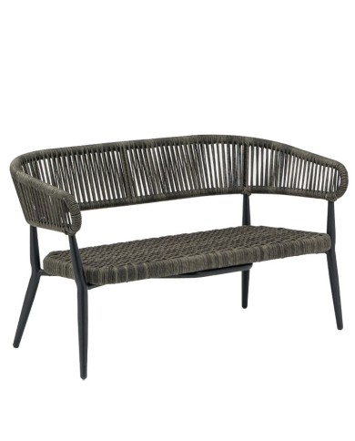 Sofá Provenza de cuerda de 2 plazas para hostelería en interior y exterior. Estructura en metal.