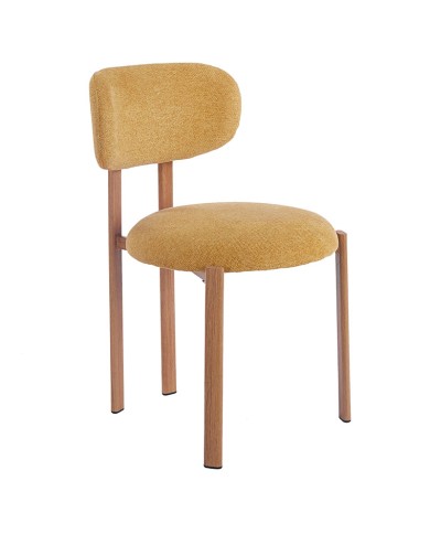 Silla O02b mostaza tapizada con estructura de acero para hostelería.
