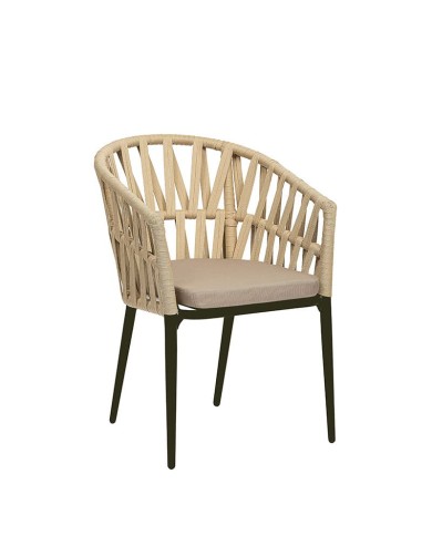 Sillón curvado en aluminio con asiento tapizado M73
