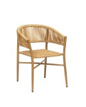 Sillón Havana de metal con asiento y respaldo de cuerda para hostelería en terrazas y jardines