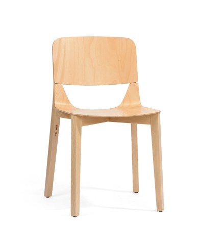 Silla TON Leaf de madera de haya con asiento en forma de hoja para hostelería.