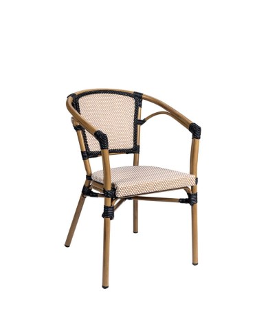 Sillón St Tropez de aluminio y textilene para restaurantes en terraza y jardín