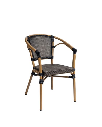 Sillón St Tropez de aluminio y textilene para hostelería exterior en terrazas y jardines.