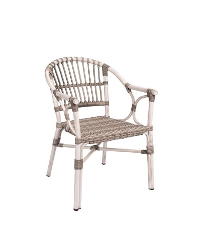 Sillón Martinika de aluminio y médula con brazos para restaurantes y terrazas