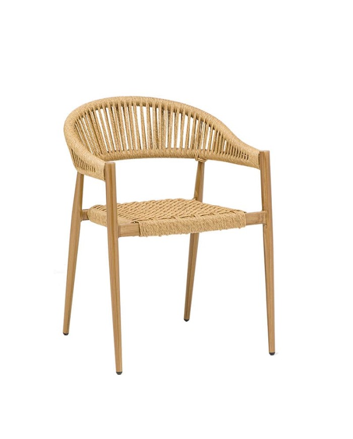 Sillón Osaka de aluminio y cuerda para terraza, jardín y patio exterior. En hogar y hostelería