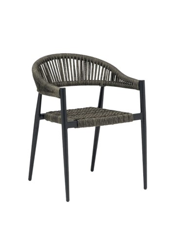 Sillón Osaka de aluminio y cuerda para terrazas, jardines y espacios de hostelería.