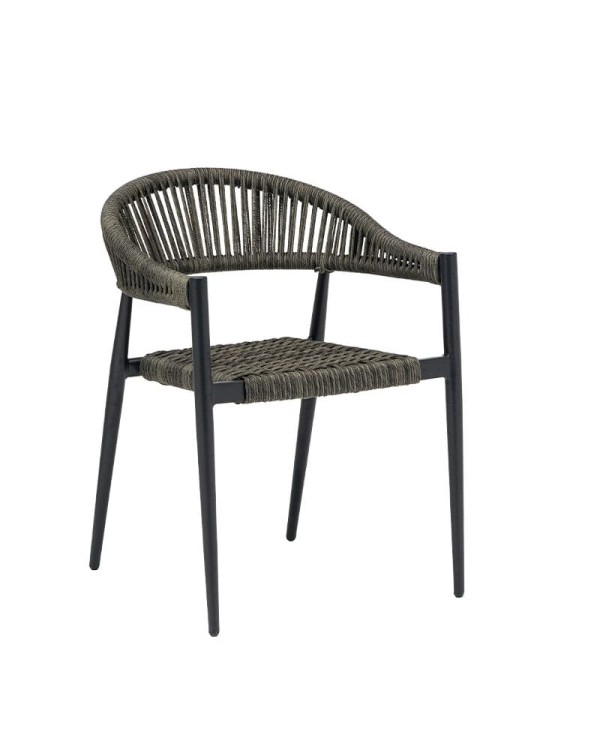 Sillón Osaka de aluminio y cuerda para terrazas, jardines y espacios de hostelería.