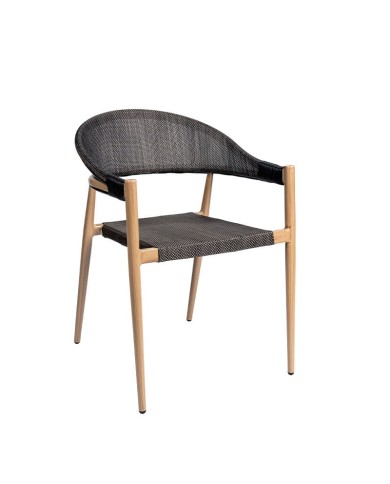 Sillón Osaka de aluminio con asiento y respaldo de textilene para terrazas, jardines y hostelería