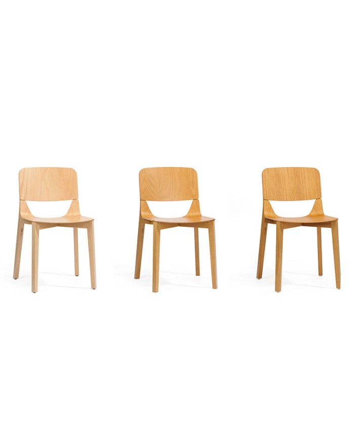 Silla TON Leaf con asiento de madera perfilada inspirado en una hoja.