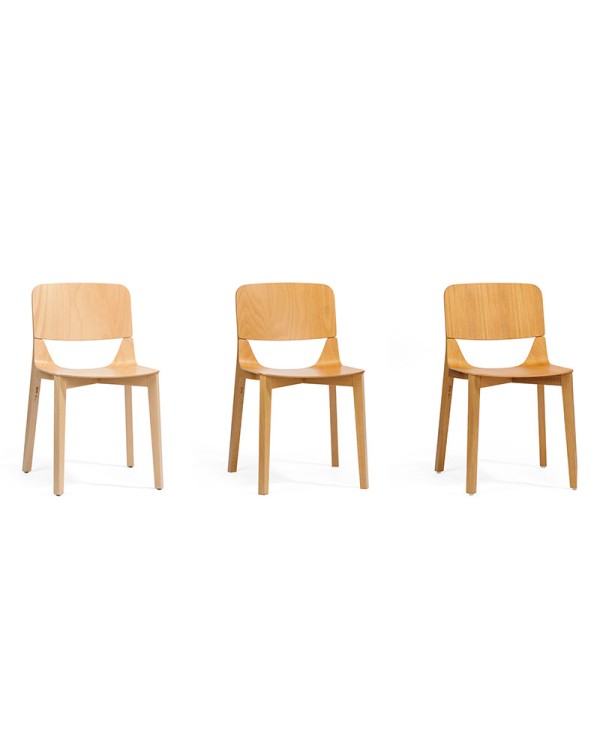 Silla TON Leaf con asiento de madera perfilada inspirado en una hoja.