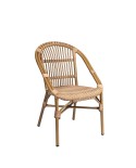Sillón Barbados de aluminio y médula para hostelería en terraza, jardín y patio