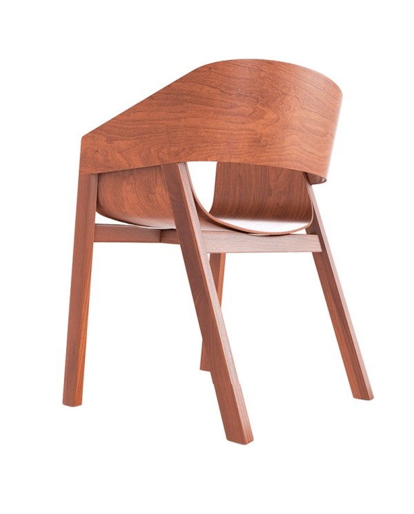 Sillón TON Merano Nogal de madera para hostelería e interiorismo