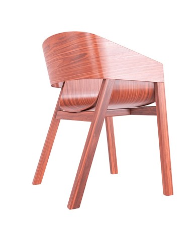 Sillón de madera de nogal TON Merano con estructura curvada