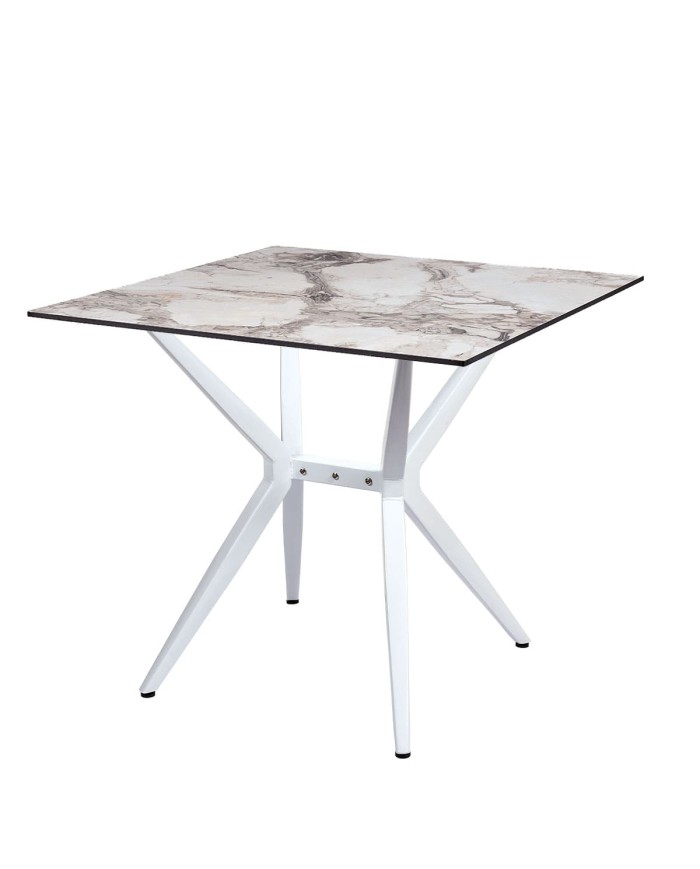 Mesa Alaska de acero y compacto de 80x80 para restaurantes y cafeterías