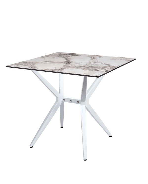 Mesa Alaska de acero y compacto de 80x80 para restaurantes y cafeterías