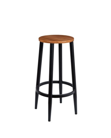 Taburete metálico con asiento de madera ZC32