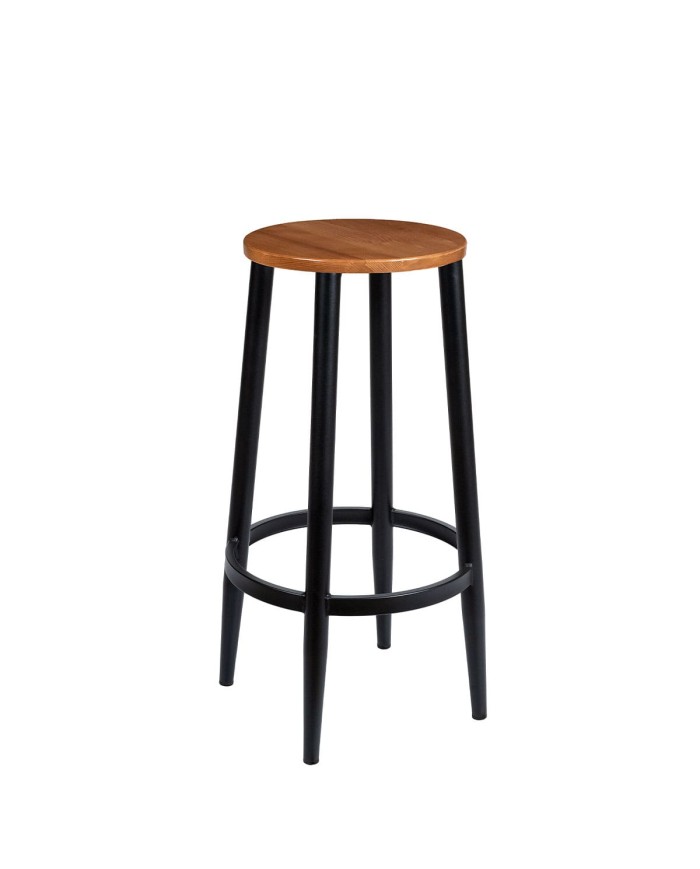 Taburete metálico con asiento de madera ZC32