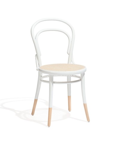 Silla de madera de haya TON 14 con asiento tejido de mimbre