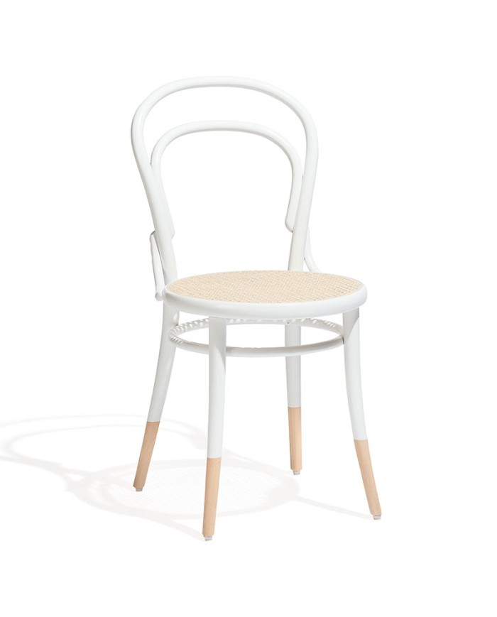Silla de madera de haya TON 14 con asiento tejido de mimbre