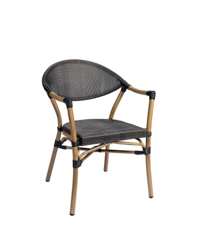 Sillón Caledonia de aluminio y textilene para restaurantes, cafeterías, terrazas y espacios de hostelería